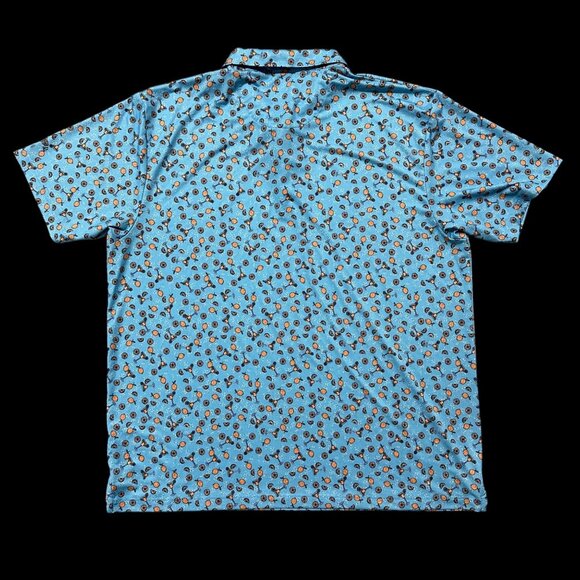 Callaway Golf Polo Shirt Mens Opti Dri XXL Margarita Blue Orange Slice Kitschy - Picture 3 of 10